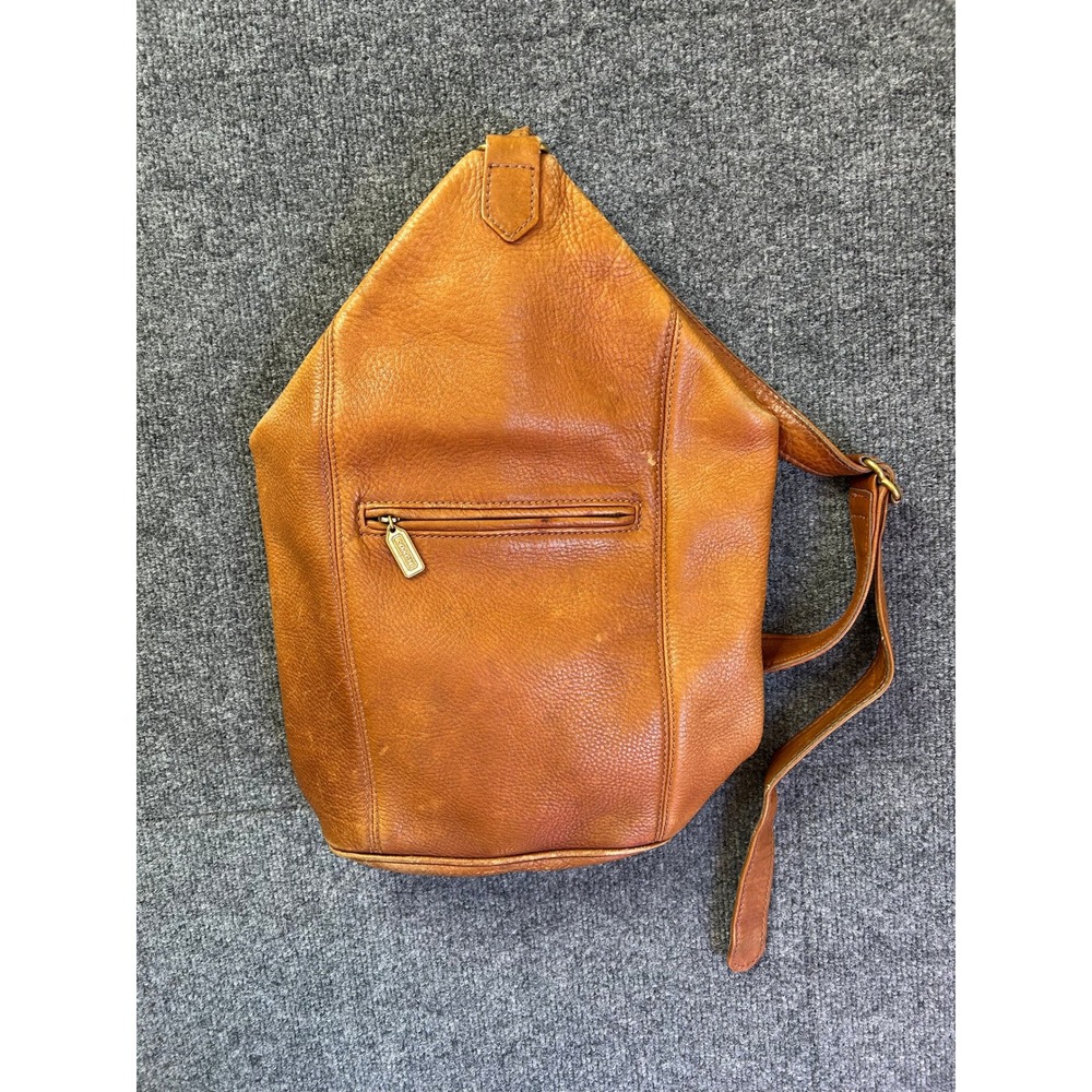 Coach Sling Backpack Womens OS Tan Vintage 90s Pebbled Leather 4911
